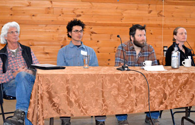 At MOFGA’s Spring Growth Conference, Eric Sideman (left) moderated a panel of young growers who are addressing climate change in their operations. 