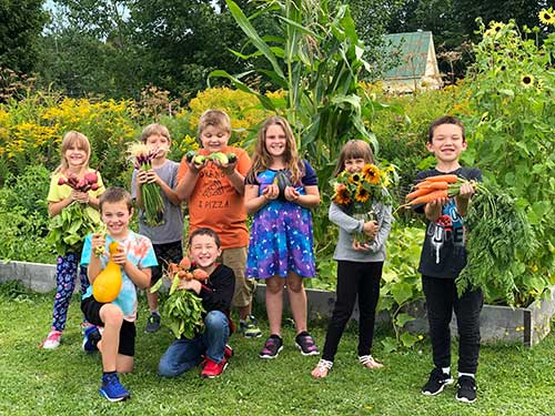 Enjoying the harvest from three raised beds.