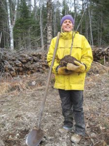 Anneli Carter-Sundqvist gets ready to plant the first apple tree in 2015. Photo by Dennis Carter