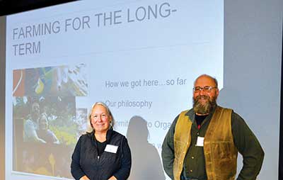 Barbara and Jason Kafka described their conservative methods of earning and saving money for retirement at MOFGA’s 2018 Farmer to Farmer Conference