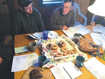 A winter meeting with Kyle Peckham (left) and Tom Earle