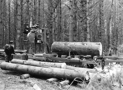 Nick Zanstra with portable sawmill