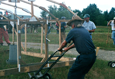 Moving the chicken tractor