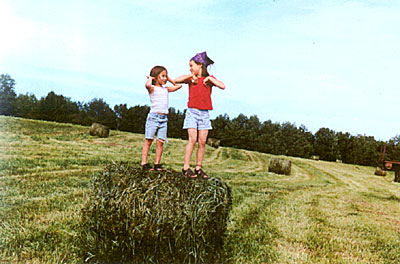 Playing on round bales