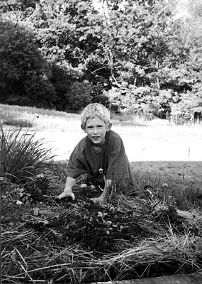 Toby Heavenrich transplanting marigolds