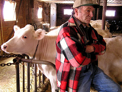 Wayne Bragg in the barn