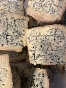 Wedges of blue cheese
