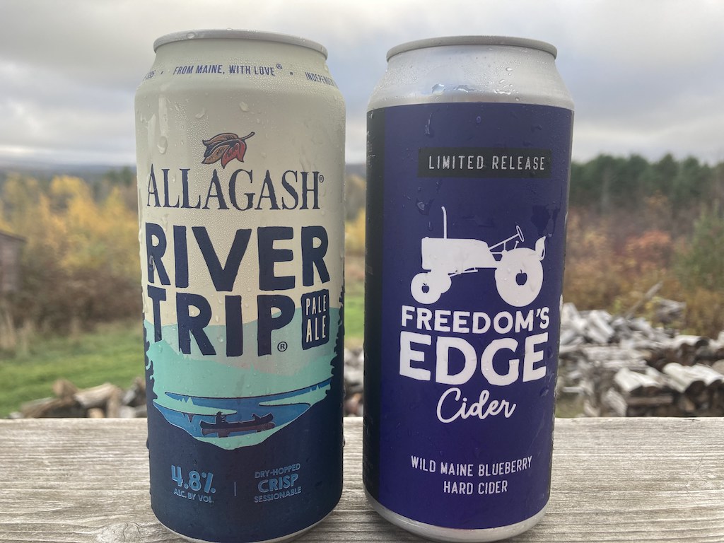 A can of allagash river trip and freedom's edge cider