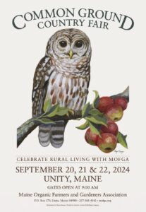 The 2024 Common Ground Country Fair Poster, Owl with Apples.