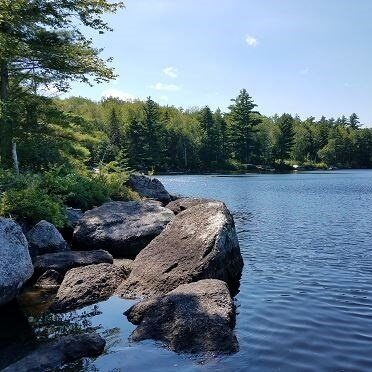 A beautiful lake with rocks
