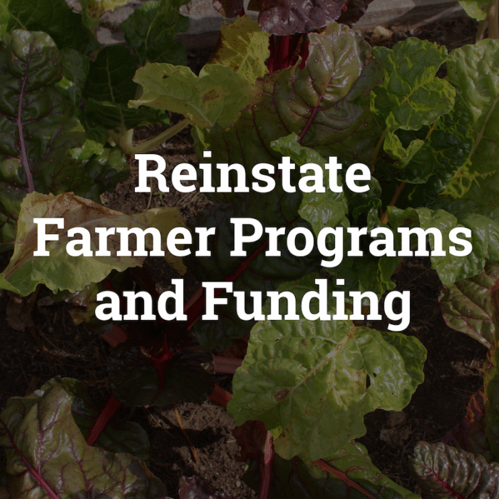 Reinstate Farmer Funds And Programming Action