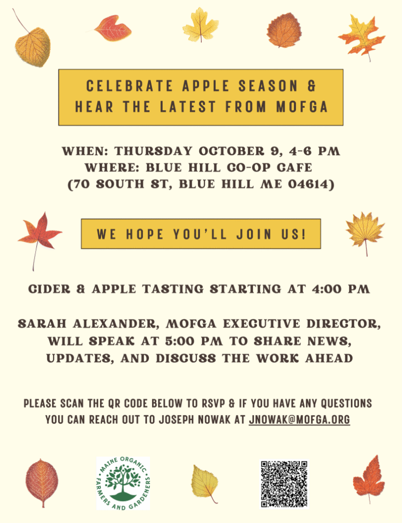Cider tasting at Blue Hill Co-op event flyer